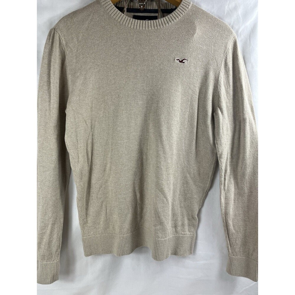 VTG Y2K Hollister California Tan Crewneck Sweater Mens Medium Embroidered Logo